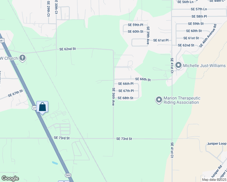 map of restaurants, bars, coffee shops, grocery stores, and more near SE 67th Pl in Ocala