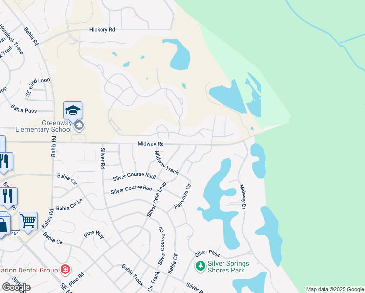 map of restaurants, bars, coffee shops, grocery stores, and more near 709 Lake Diamond Avenue in Ocala
