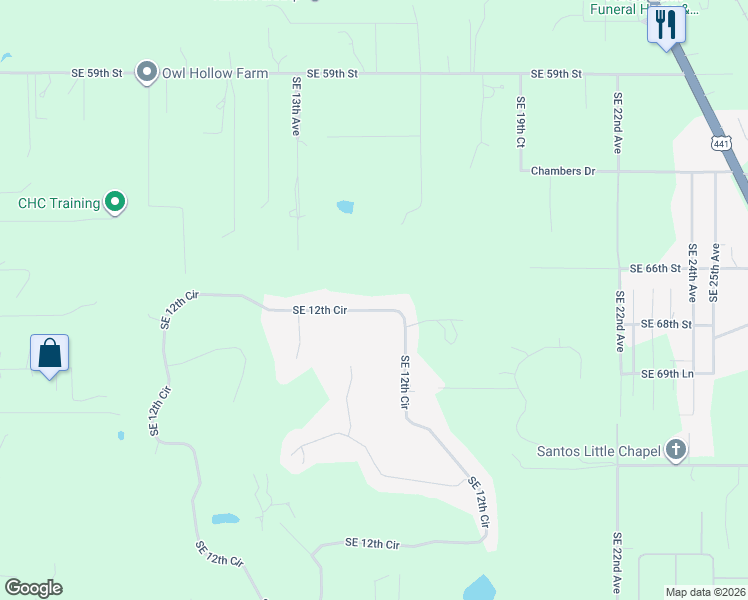 map of restaurants, bars, coffee shops, grocery stores, and more near 7362 Southeast 12th Circle in Ocala