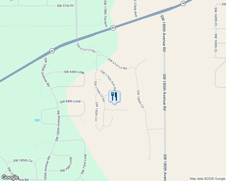 map of restaurants, bars, coffee shops, grocery stores, and more near 6753 Southwest 179th Avenue Road in Dunnellon