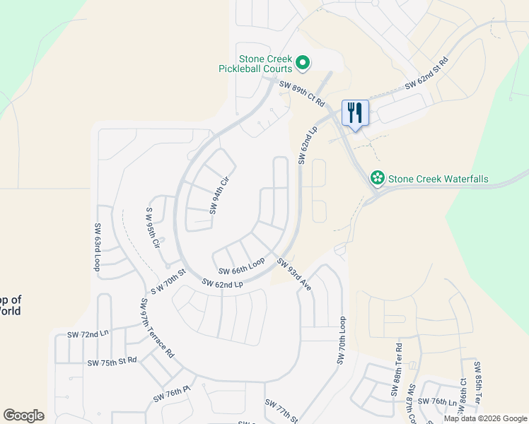 map of restaurants, bars, coffee shops, grocery stores, and more near 9262 Southwest 66th Loop in Ocala