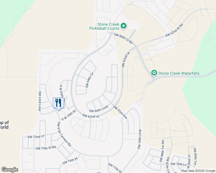 map of restaurants, bars, coffee shops, grocery stores, and more near 9262 Southwest 66th Loop in Ocala