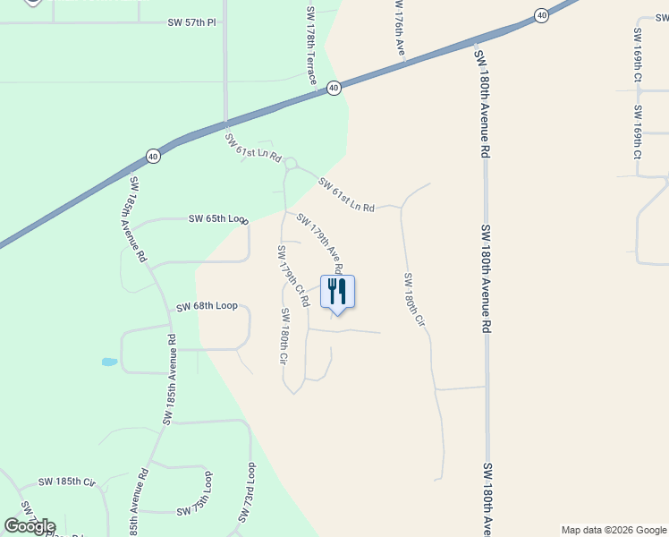 map of restaurants, bars, coffee shops, grocery stores, and more near 6753 Southwest 179th Avenue Road in Dunnellon