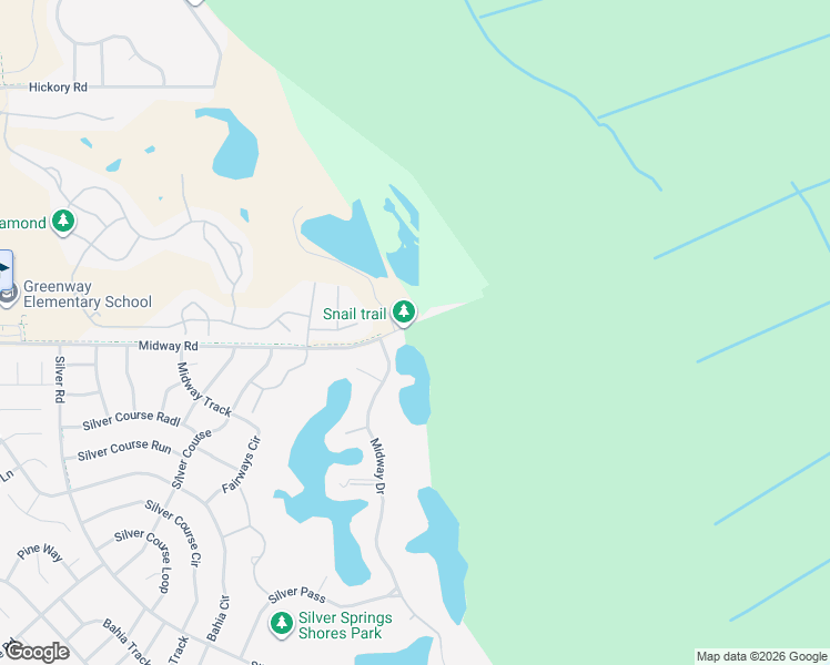 map of restaurants, bars, coffee shops, grocery stores, and more near 633 Silver Road in Ocala