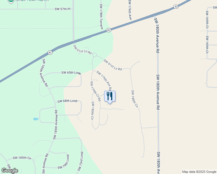 map of restaurants, bars, coffee shops, grocery stores, and more near 6717 Southwest 179th Avenue Road in Dunnellon