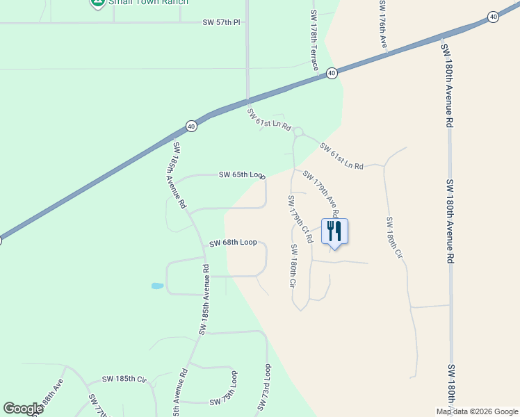 map of restaurants, bars, coffee shops, grocery stores, and more near 18241 Southwest 65th Loop in Dunnellon