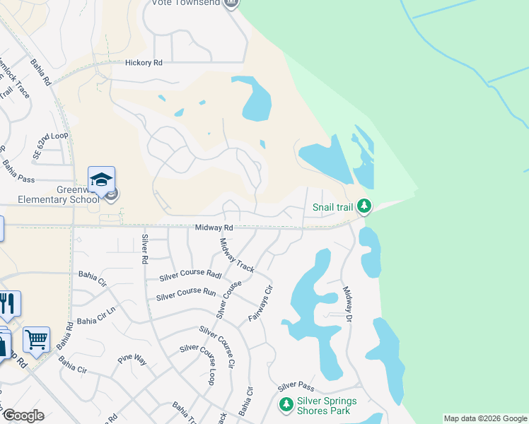 map of restaurants, bars, coffee shops, grocery stores, and more near 706 Lake Diamond Avenue in Ocala