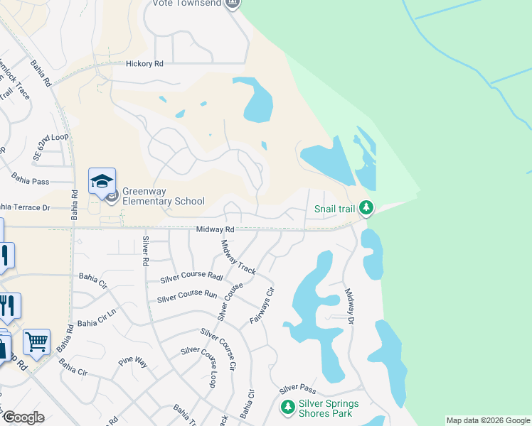 map of restaurants, bars, coffee shops, grocery stores, and more near 706 Lake Diamond Avenue in Ocala