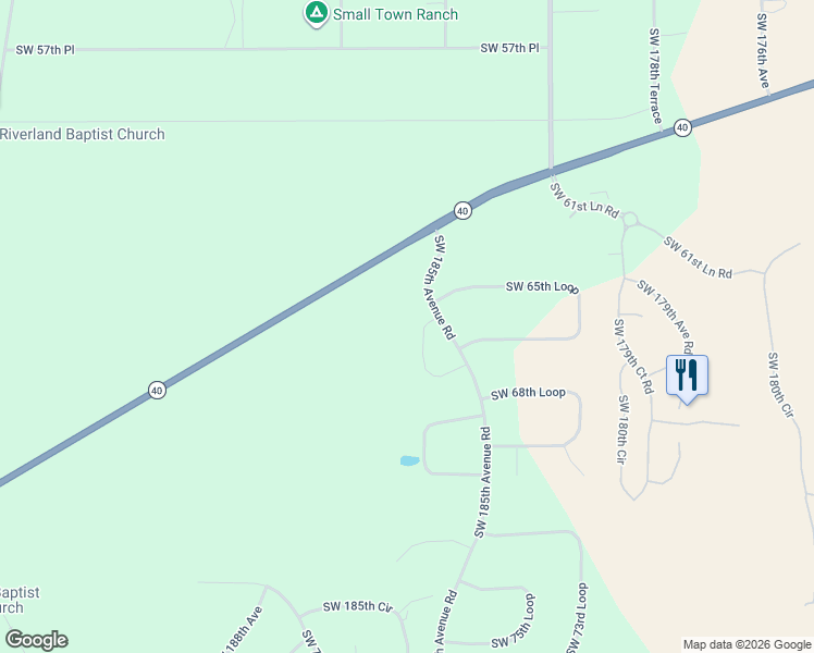 map of restaurants, bars, coffee shops, grocery stores, and more near 18417 Southwest 66th Loop in Dunnellon