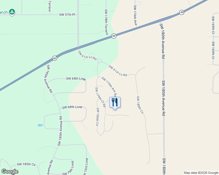 map of restaurants, bars, coffee shops, grocery stores, and more near 6662 Southwest 179th Avenue Road in Dunnellon