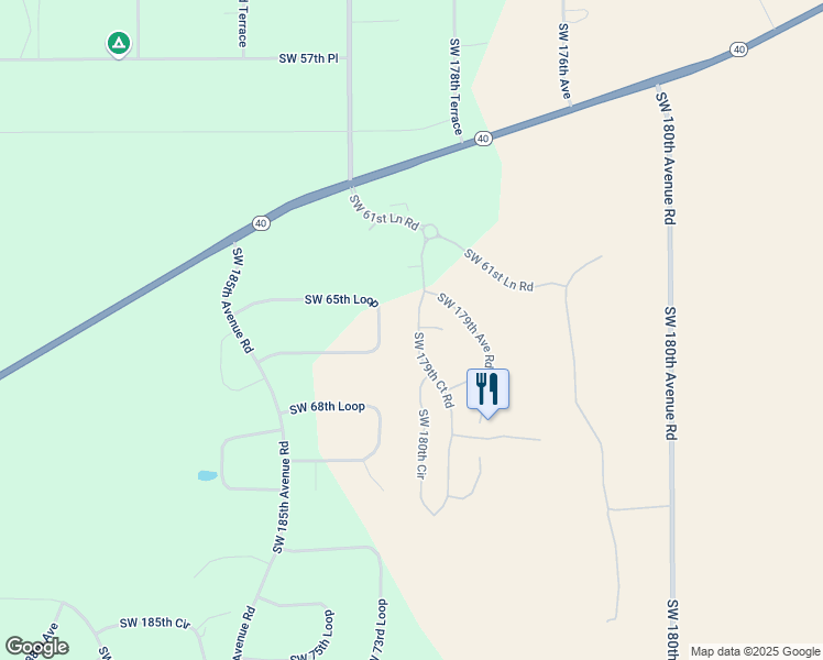 map of restaurants, bars, coffee shops, grocery stores, and more near 6656 Southwest 179th Court Road in Dunnellon