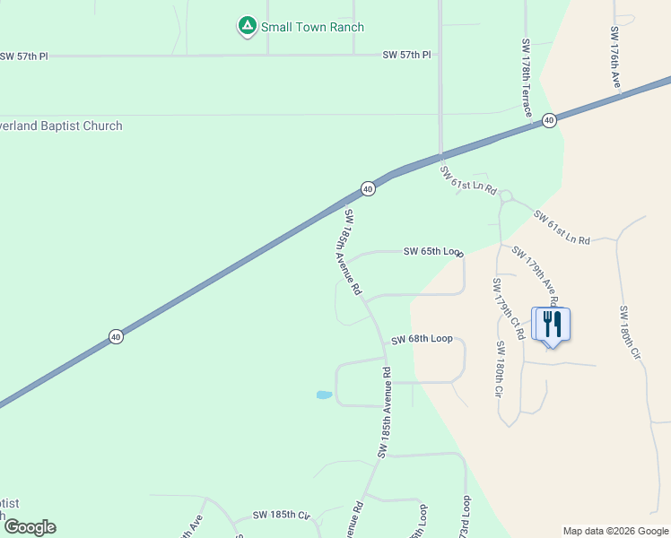 map of restaurants, bars, coffee shops, grocery stores, and more near 18470 Southwest 66th Loop in Dunnellon