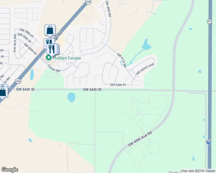 map of restaurants, bars, coffee shops, grocery stores, and more near 4652 Southwest 65th Place in Ocala