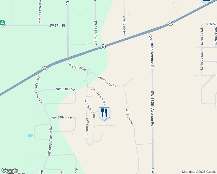 map of restaurants, bars, coffee shops, grocery stores, and more near 17750 Southwest 61st Lane Road in Dunnellon