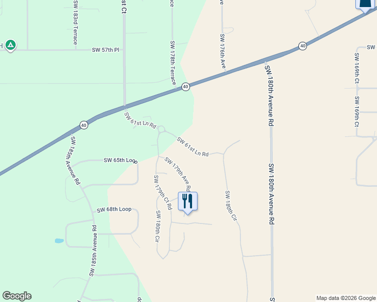 map of restaurants, bars, coffee shops, grocery stores, and more near 17750 Southwest 61st Lane Road in Dunnellon