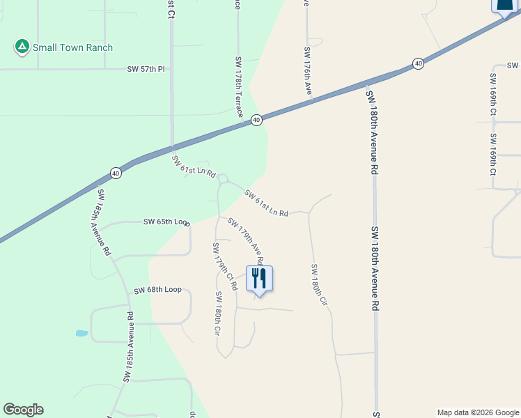 map of restaurants, bars, coffee shops, grocery stores, and more near 17750 Southwest 61st Lane Road in Dunnellon