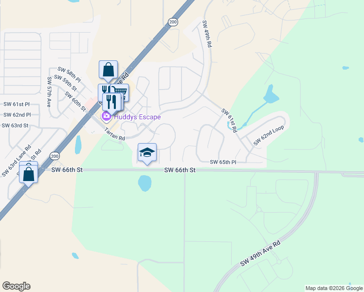 map of restaurants, bars, coffee shops, grocery stores, and more near 4820 Southwest 63rd Street in Ocala