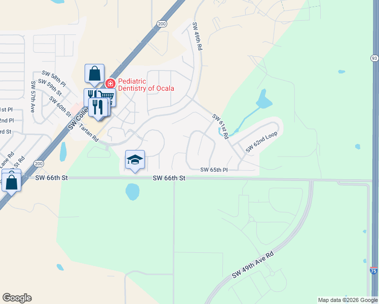 map of restaurants, bars, coffee shops, grocery stores, and more near 6265 Southwest 48th Avenue in Ocala