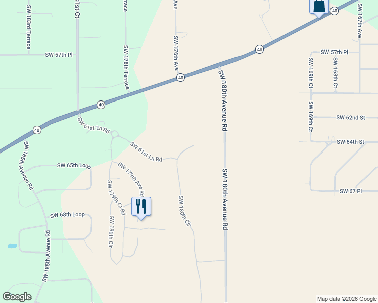 map of restaurants, bars, coffee shops, grocery stores, and more near 17722 Southwest 61st Lane Road in Dunnellon