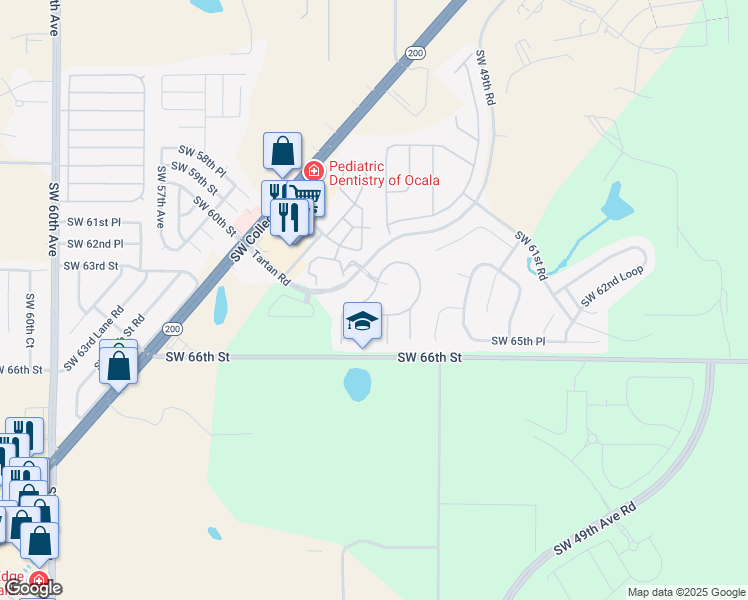 map of restaurants, bars, coffee shops, grocery stores, and more near 4853 Southwest 63rd Loop in Ocala