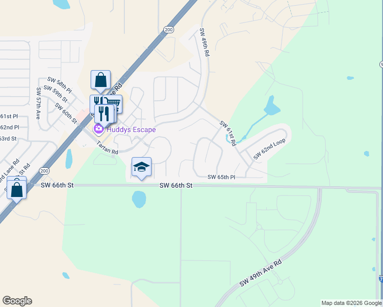 map of restaurants, bars, coffee shops, grocery stores, and more near 4828 Southwest 62nd Lane in Ocala