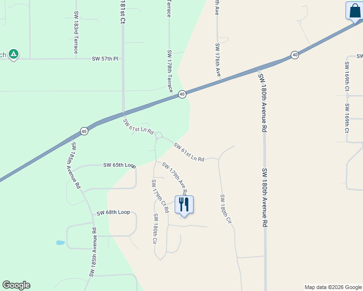 map of restaurants, bars, coffee shops, grocery stores, and more near 17819 Southwest 61st Lane Road in Dunnellon