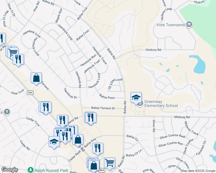 map of restaurants, bars, coffee shops, grocery stores, and more near 8009 Southeast 62nd Lane in Ocala