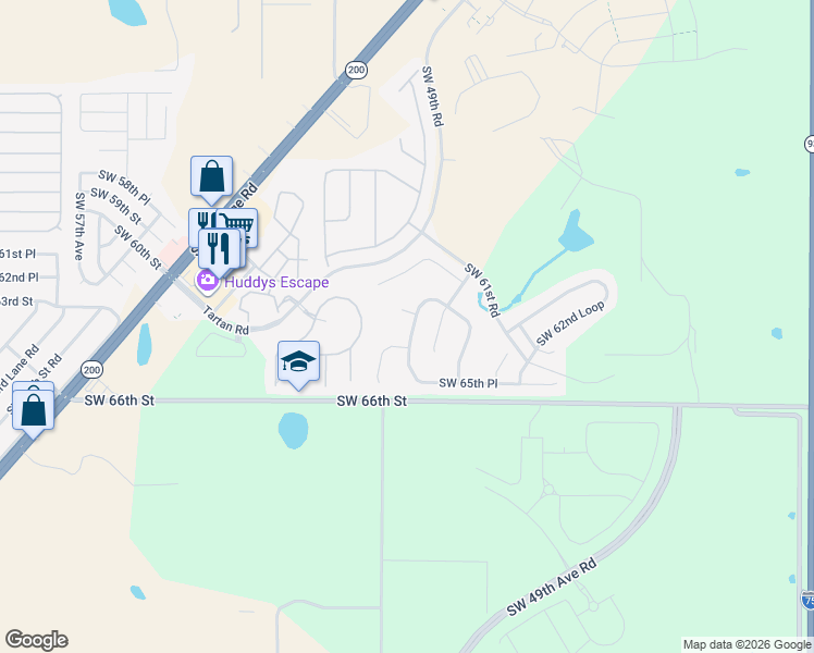map of restaurants, bars, coffee shops, grocery stores, and more near 4828 Southwest 62nd Lane in Ocala
