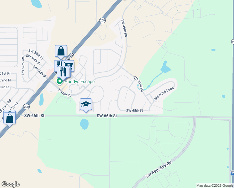 map of restaurants, bars, coffee shops, grocery stores, and more near 4828 Southwest 62nd Lane in Ocala