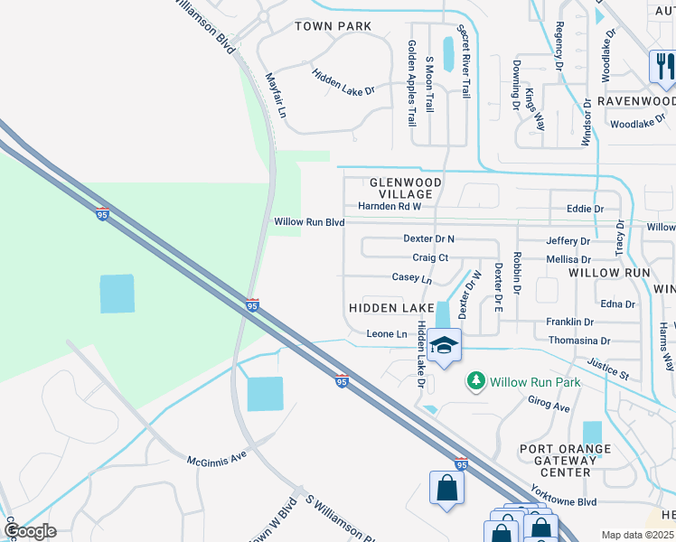 map of restaurants, bars, coffee shops, grocery stores, and more near 4716 Chardonnay Lane in Port Orange