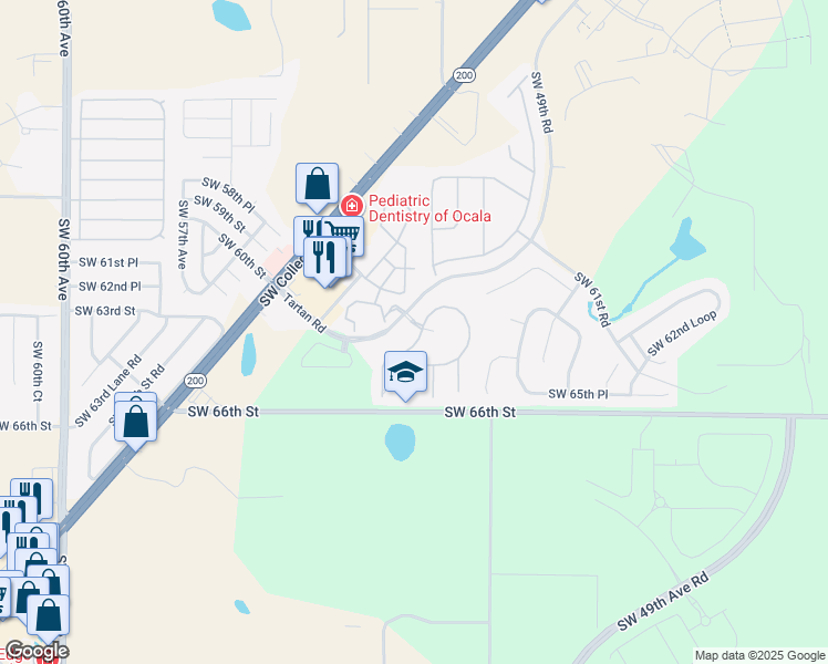 map of restaurants, bars, coffee shops, grocery stores, and more near 4853 Southwest 63rd Loop in Ocala