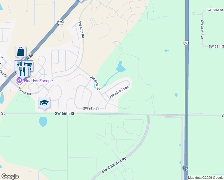 map of restaurants, bars, coffee shops, grocery stores, and more near 4481 Southwest 62nd Loop in Ocala