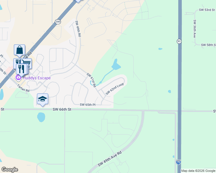 map of restaurants, bars, coffee shops, grocery stores, and more near 4481 Southwest 62nd Loop in Ocala