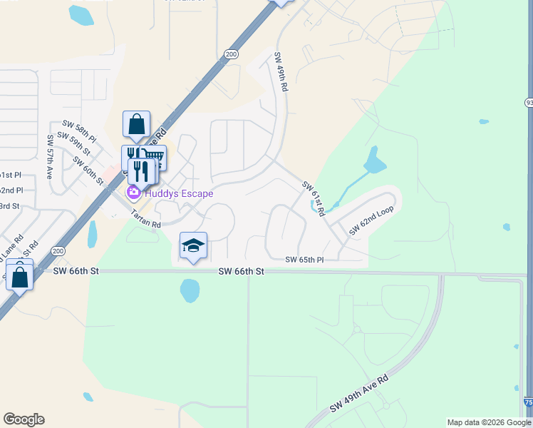 map of restaurants, bars, coffee shops, grocery stores, and more near 4828 Southwest 62nd Lane in Ocala