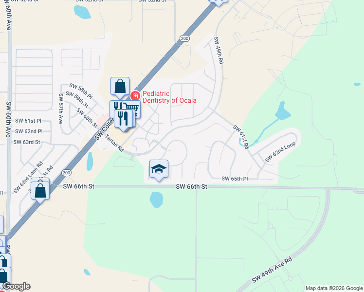 map of restaurants, bars, coffee shops, grocery stores, and more near 4960 Southwest 63rd Loop in Ocala