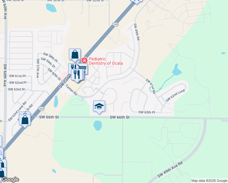 map of restaurants, bars, coffee shops, grocery stores, and more near 4960 Southwest 63rd Loop in Ocala
