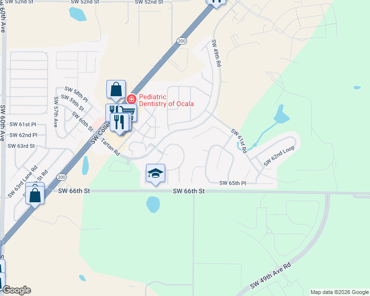 map of restaurants, bars, coffee shops, grocery stores, and more near 4960 Southwest 63rd Loop in Ocala