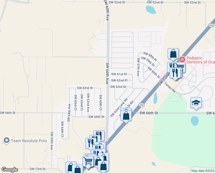 map of restaurants, bars, coffee shops, grocery stores, and more near 6321 Southwest 60th Avenue in Ocala