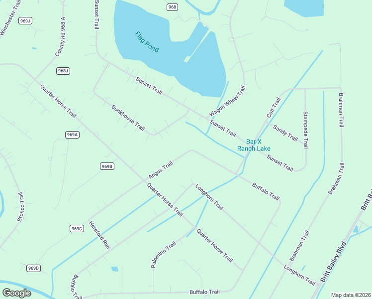 map of restaurants, bars, coffee shops, grocery stores, and more near 650 Angus Trail in Angleton