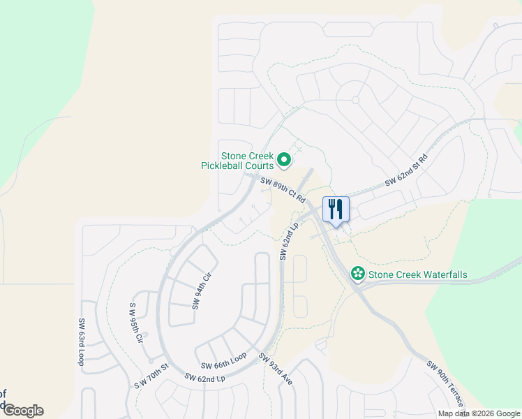 map of restaurants, bars, coffee shops, grocery stores, and more near 9347 Southwest 60th Lane Road in Ocala