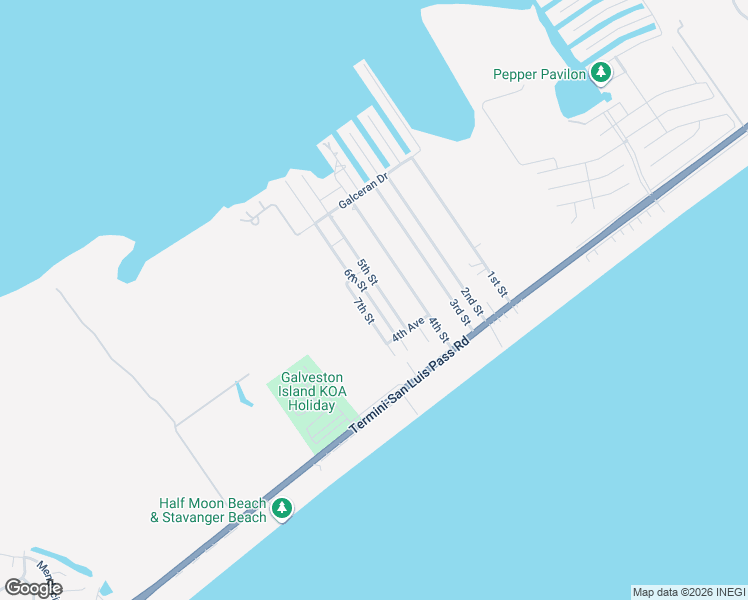 map of restaurants, bars, coffee shops, grocery stores, and more near 4011 7th Street in Galveston