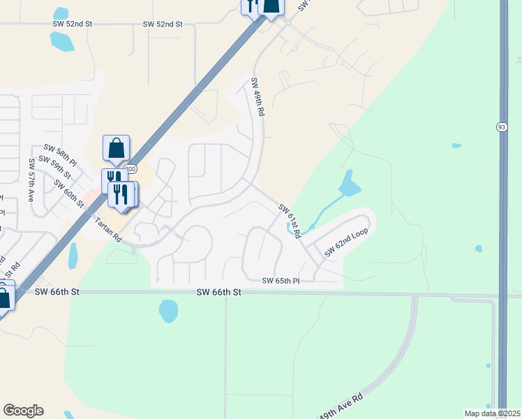 map of restaurants, bars, coffee shops, grocery stores, and more near 4730 Southwest 62nd Street in Ocala