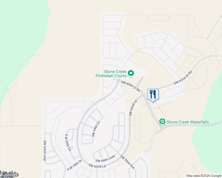 map of restaurants, bars, coffee shops, grocery stores, and more near 6110 Southwest 93rd Circle in Ocala