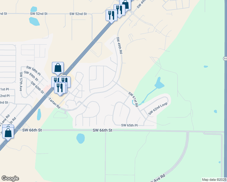 map of restaurants, bars, coffee shops, grocery stores, and more near 4730 Southwest 62nd Street in Ocala