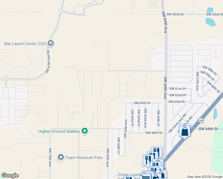 map of restaurants, bars, coffee shops, grocery stores, and more near 6425 Southwest 63rd Street in Ocala