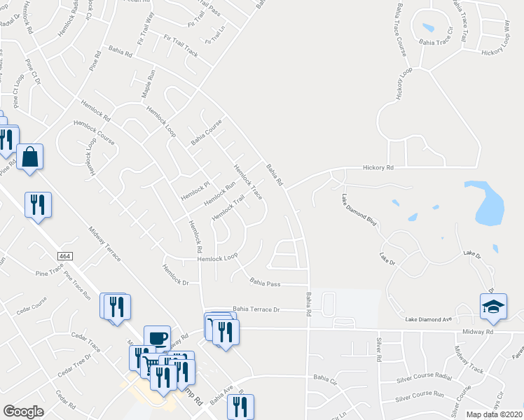 map of restaurants, bars, coffee shops, grocery stores, and more near 52 Hemlock Trace in Ocala