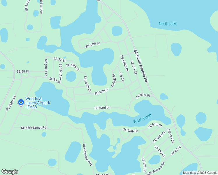 map of restaurants, bars, coffee shops, grocery stores, and more near 5924 Southeast 168th Court in Ocklawaha