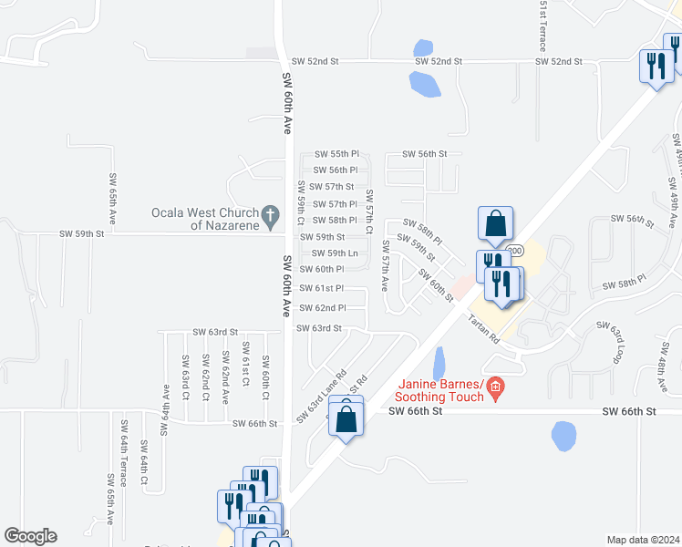 map of restaurants, bars, coffee shops, grocery stores, and more near 5798 Southwest 60th Place in Ocala