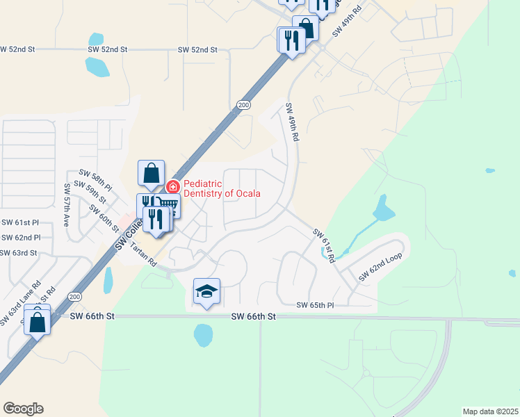 map of restaurants, bars, coffee shops, grocery stores, and more near 5727 Southwest 50th Avenue in Ocala
