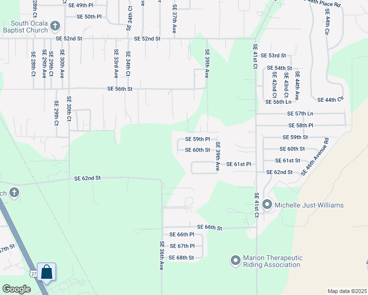 map of restaurants, bars, coffee shops, grocery stores, and more near 3727 Southeast 60th Street in Ocala